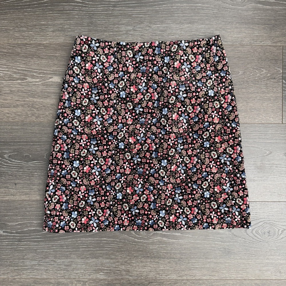 Ann Taylor Loft Women Floral Velvet Skirt Fairy Grunge‎ Whimsigoth Black Size 0